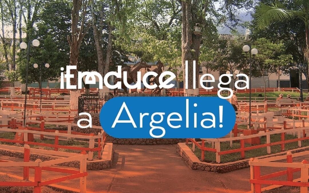 Imagen del parque de Argelia con el texto Emduce llega a Argelia